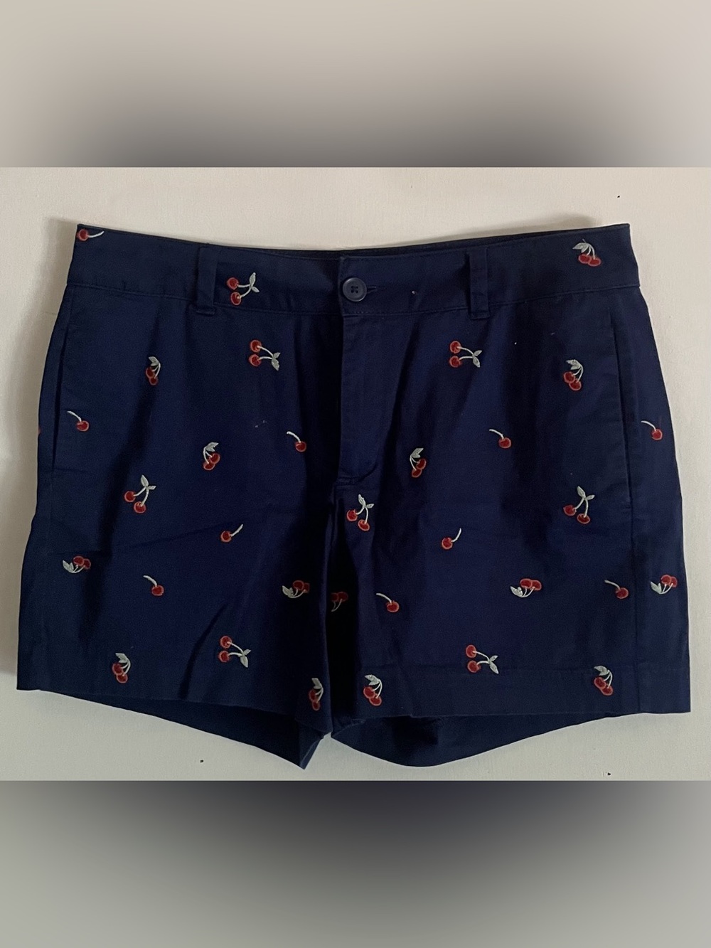 St. John's Bay Navy Shorts with Red Cherry Embroidery